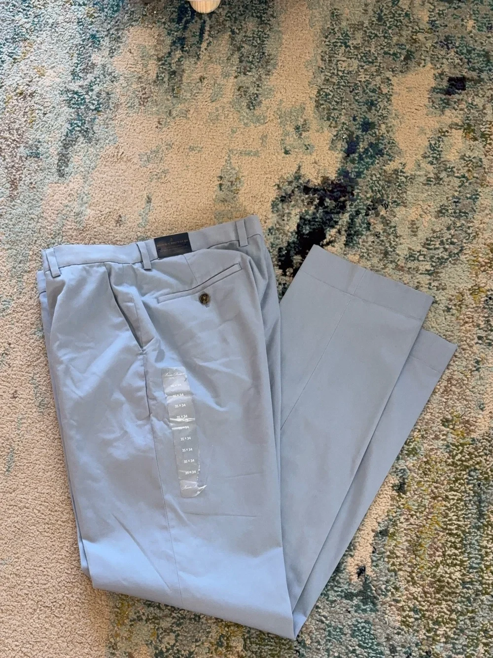 NWT Brooks Brothers Slate Blue Advance Chino Pants Clark Fit SZ 35 X 34